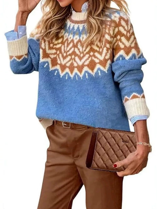 Full Size Fair Isle Patterned Long Sleeve Sweater Plus Size
