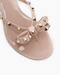 Rockstud Rubber Slippers with Bow and Pyramid Studs