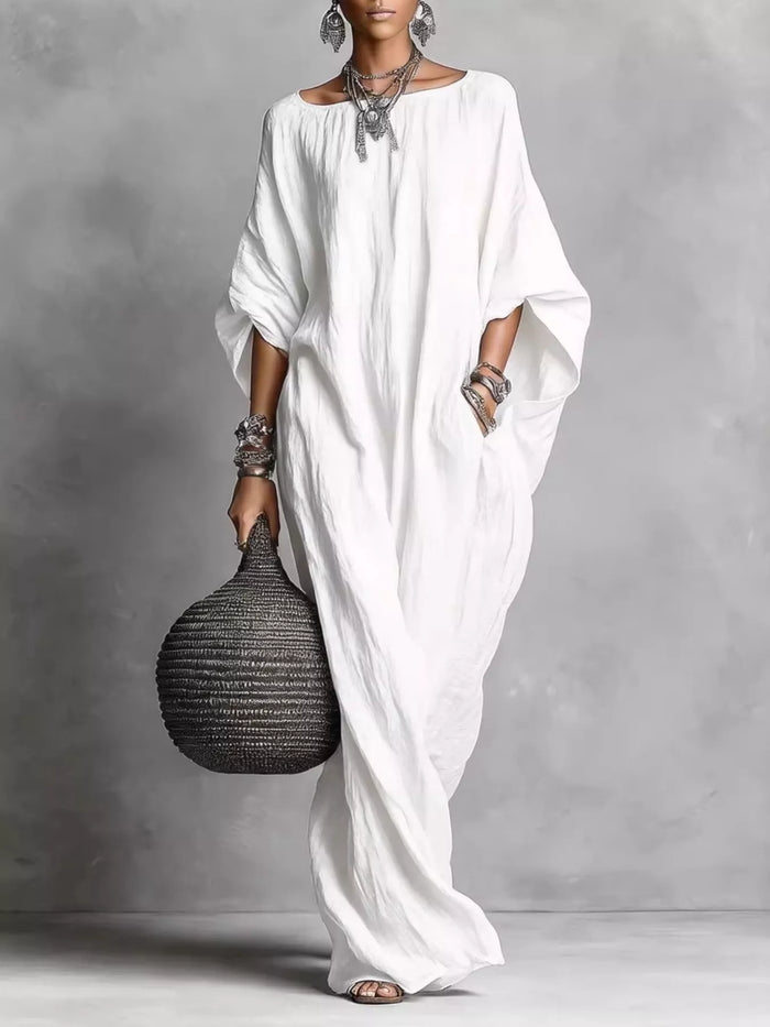 Loose Fit Boat Neck Maxi Dress
