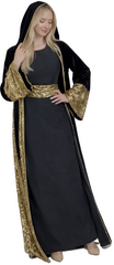 Royal Noir 2-Piece Velvet Kaftan with Gold Sequin Belt