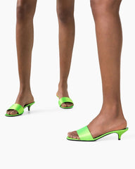 Satin Kitten Heel Open Toe Slip-On Sandals