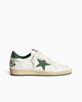Men's White Nappa Leather Sneaker with Star and Heel Tab