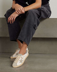 Men's White Nappa Leather Gray Star Sneakers