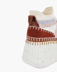 Multicolor Knit Chunky High-Top Platform Sneakers