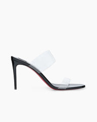 Clear Red Sole Double Strap Stiletto Heel Sandals