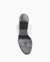 Clear Red Sole Double Strap Stiletto Heel Sandals