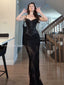 Design Black Lace Hip-Accented Long Slip Dress