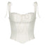 Women's White Tie-Detail Split Waist Camisole Top Sexy Low-Cut Slim