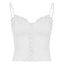 Lace Trim Button Front Camisole Top White S M L