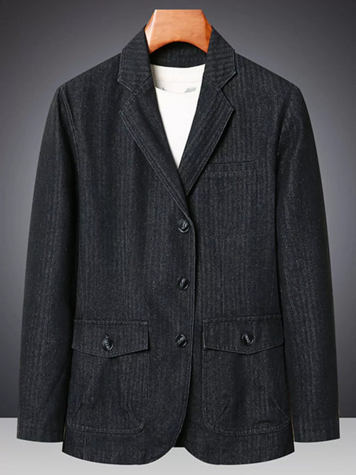 Men's Plus Size Classic Fit Textured Denim Blazer