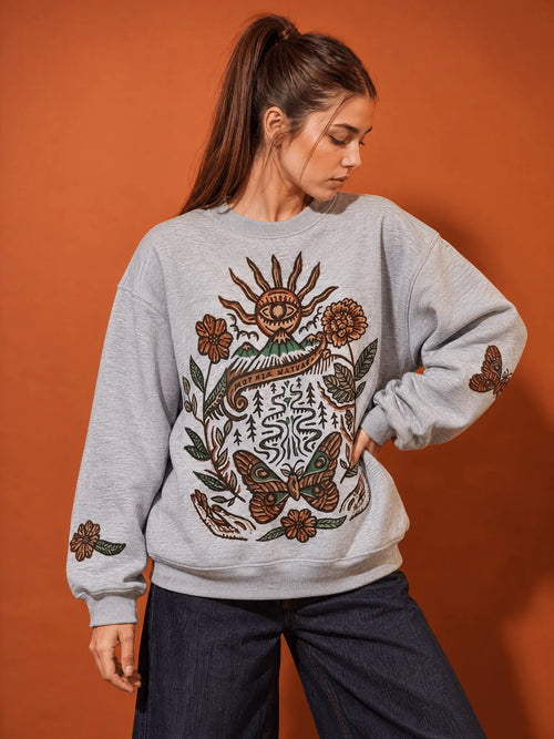 Oversize Fit Cotton Crewneck Sweatshirt
