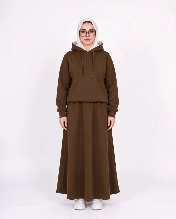 SITRA Women's Casual Hooded Maxi Skirt Set