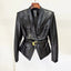 Women's Slim Fit Belted Faux Leather Motorcycle Jacket