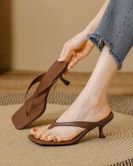 Minimalist Slip-On Kitten Heel Thong Sandals
