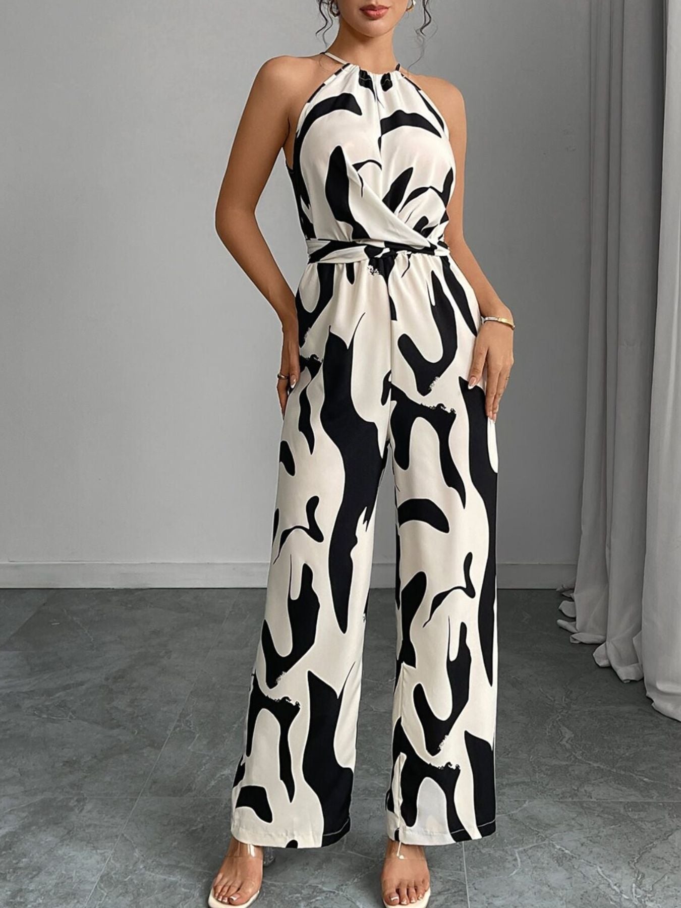 Abstract Print Wide Leg Jumpsuit Secondary image