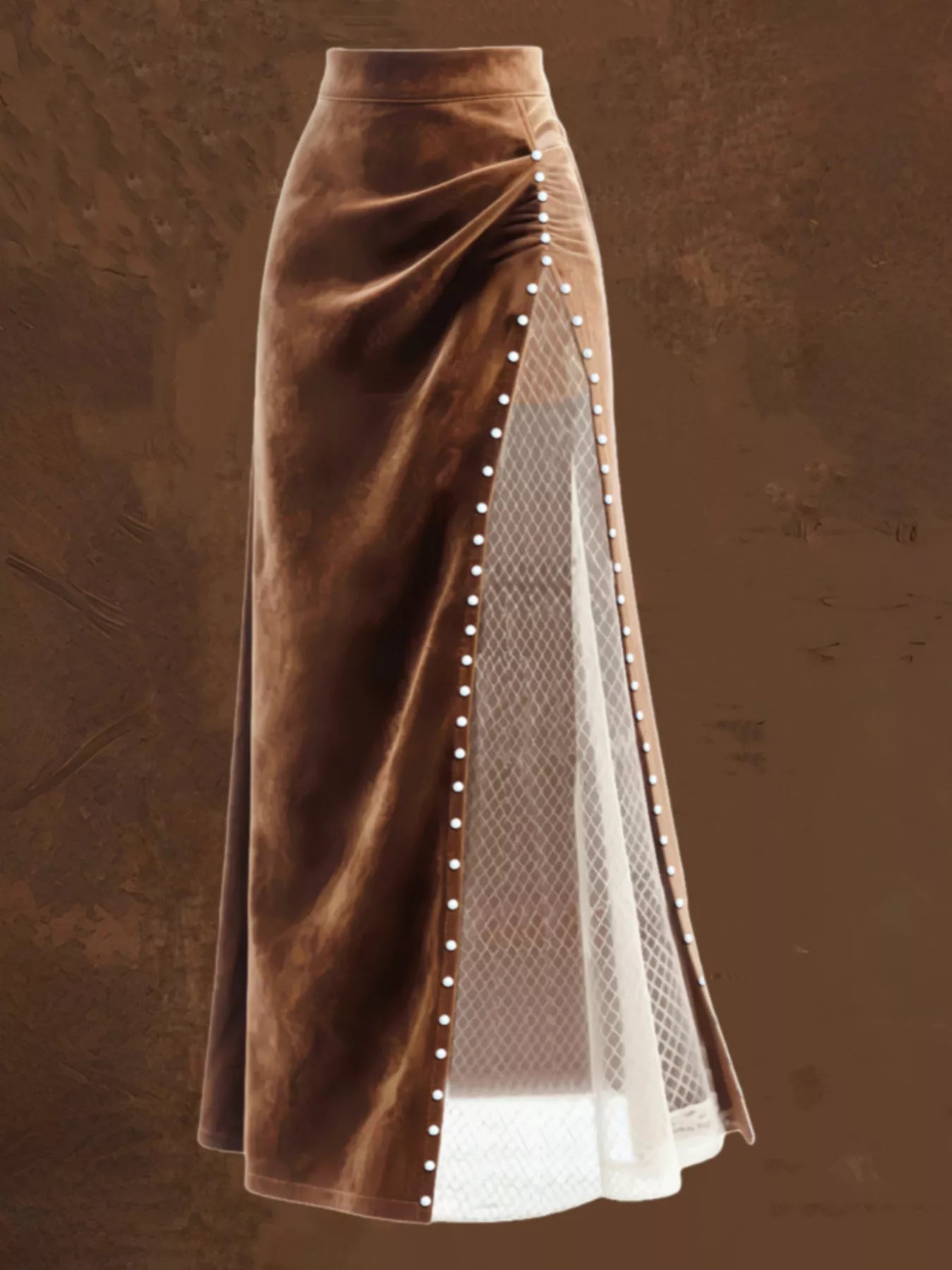 Pearl Trim Slit Maxi Skirt Secondary image