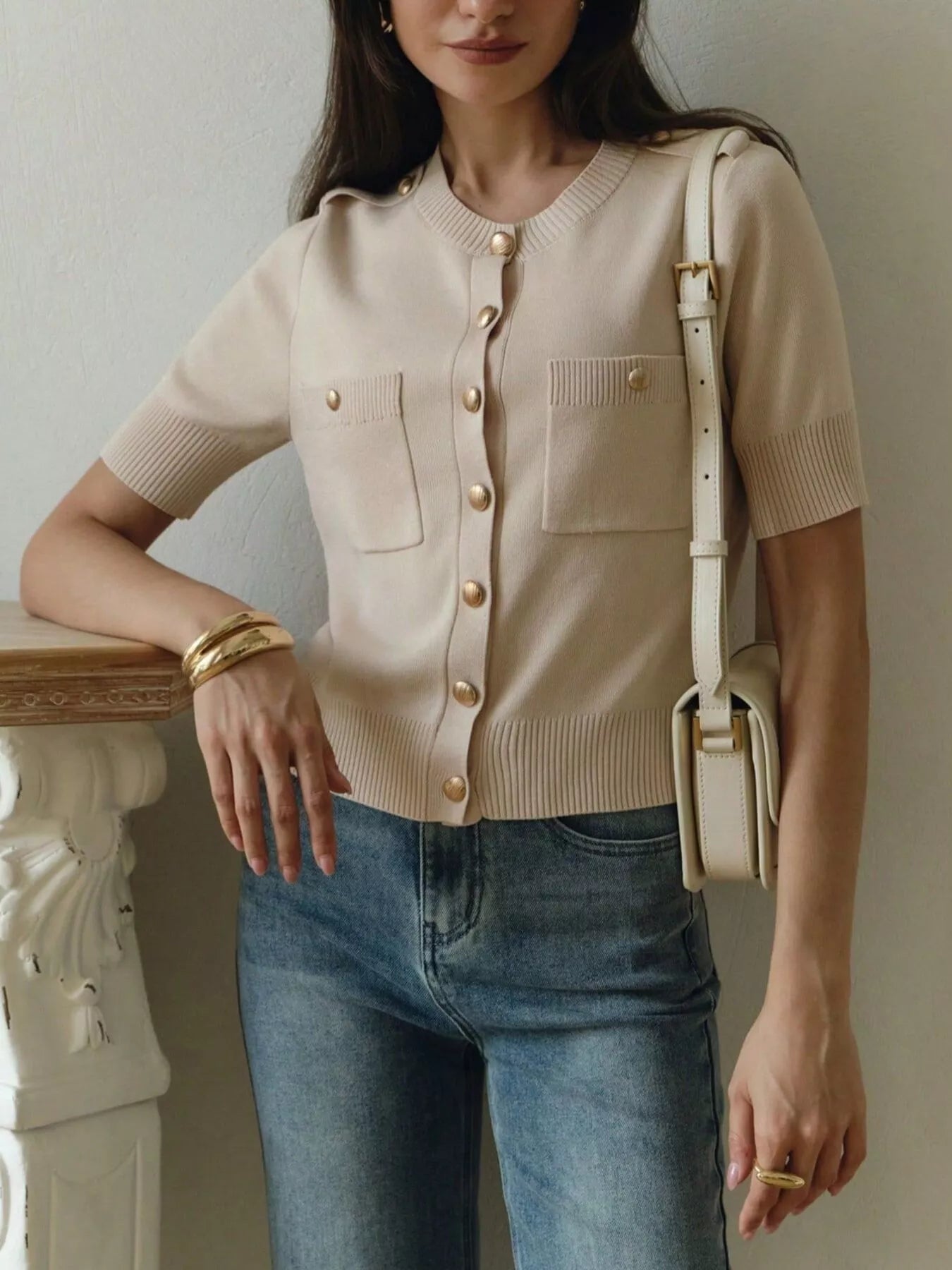 Button-Down Short Sleeve Cardigan Secondary image