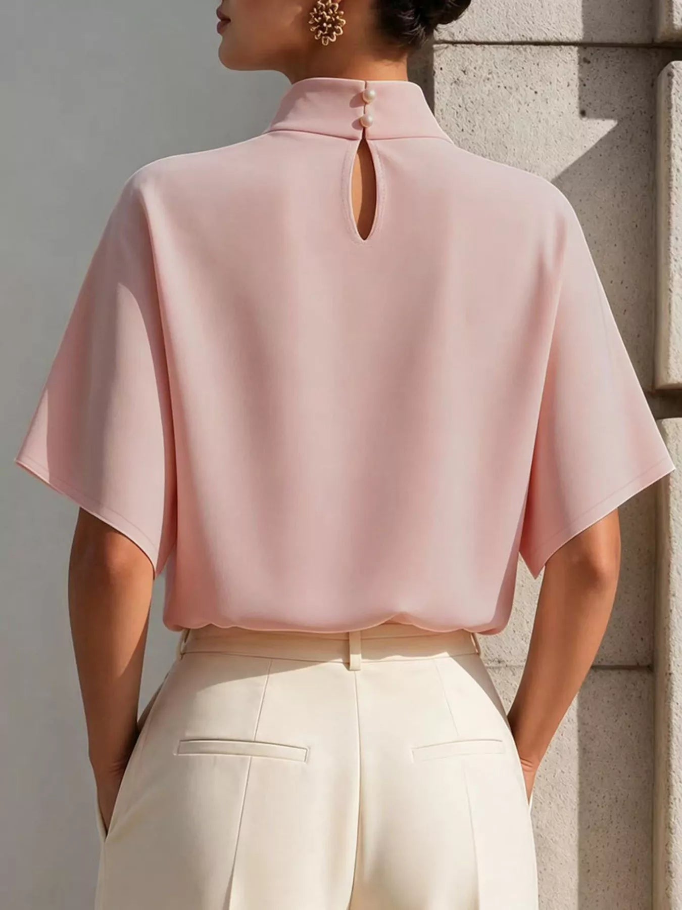 Mock Neck Short Sleeve T-Shirt Secondary image