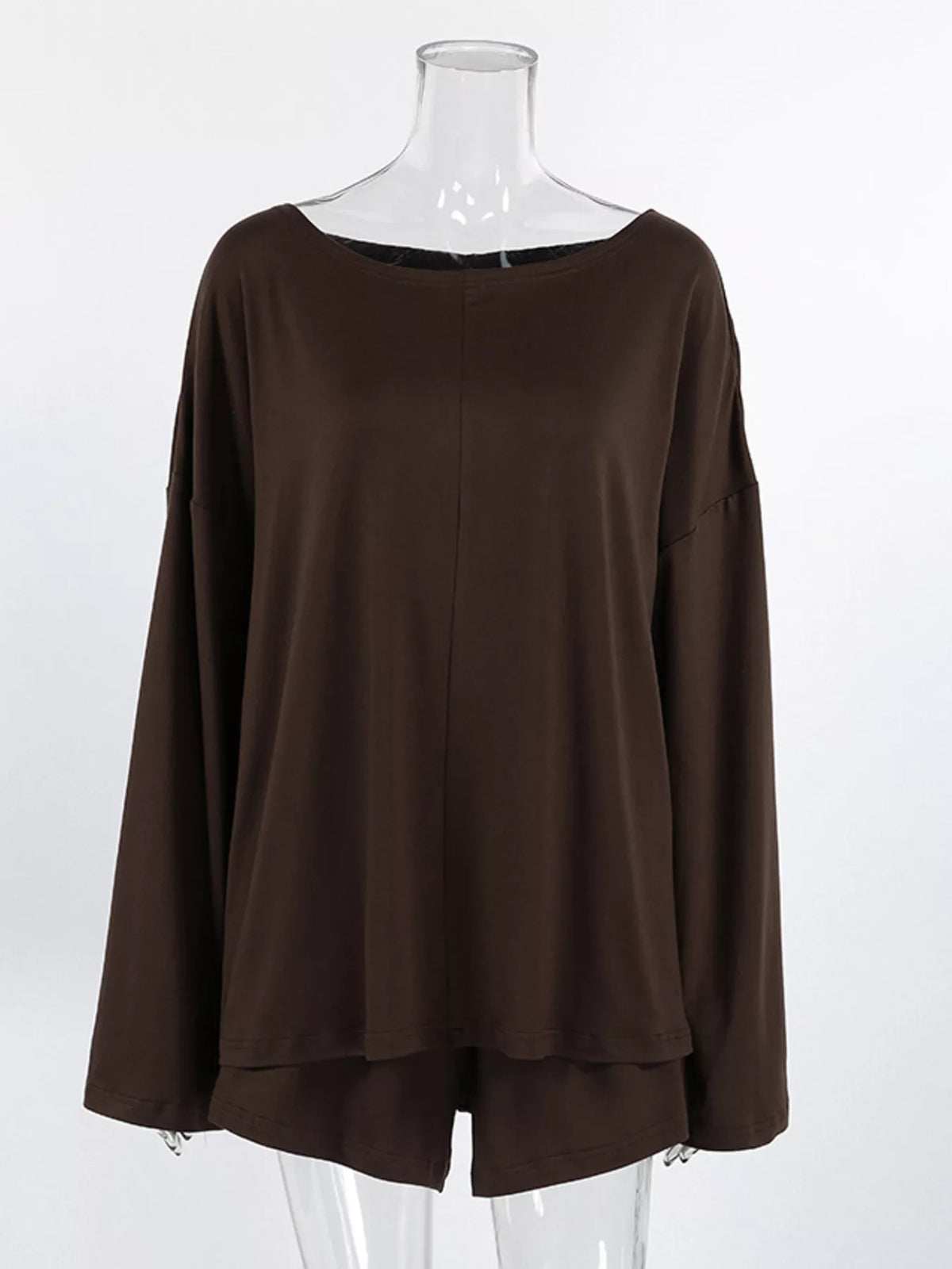 Oversized Long Sleeve Top and Shorts Lounge Set - photo 12