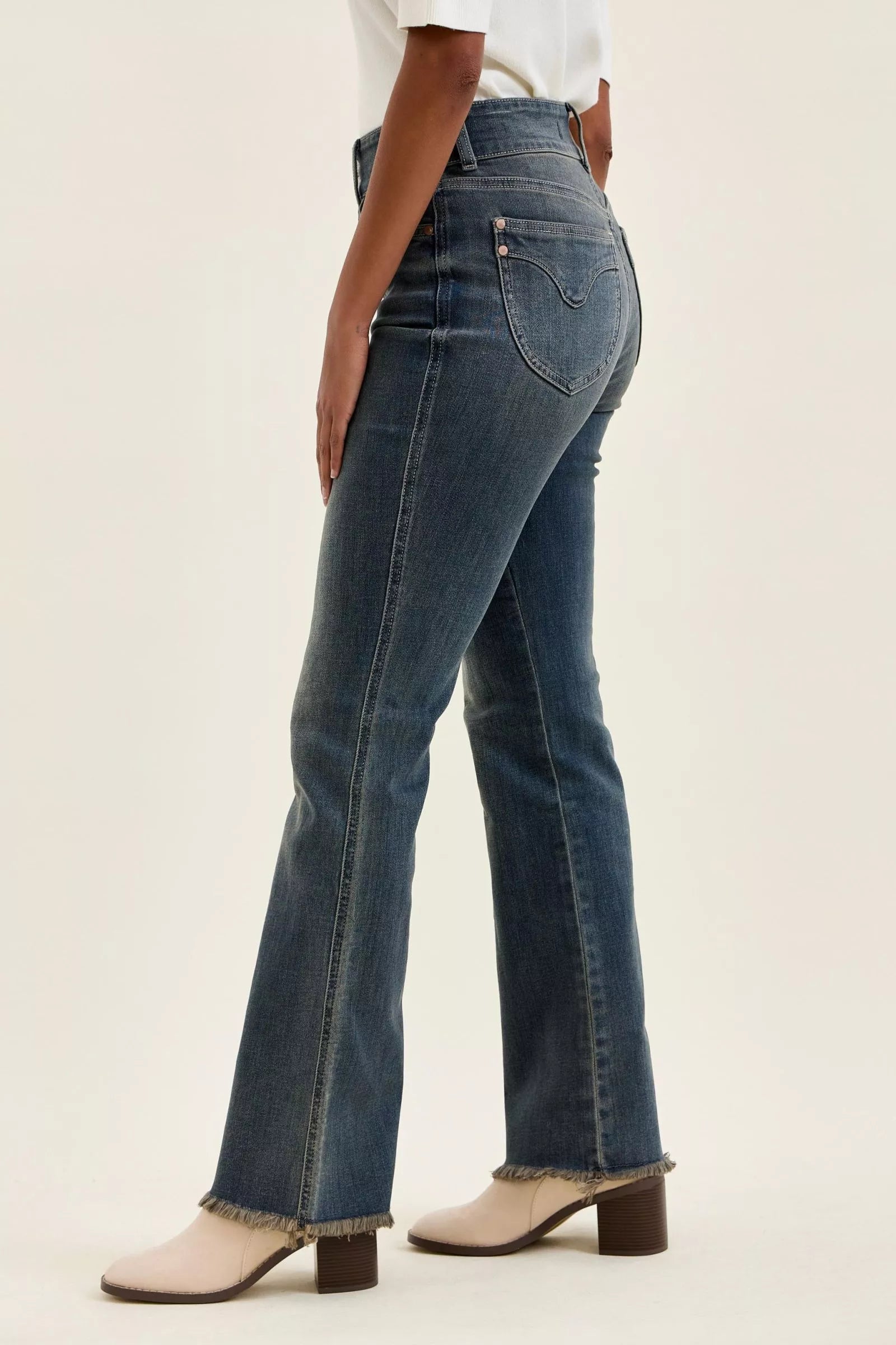 Judy Blue High Waist Double Button Frayed Hem Jeans Secondary image
