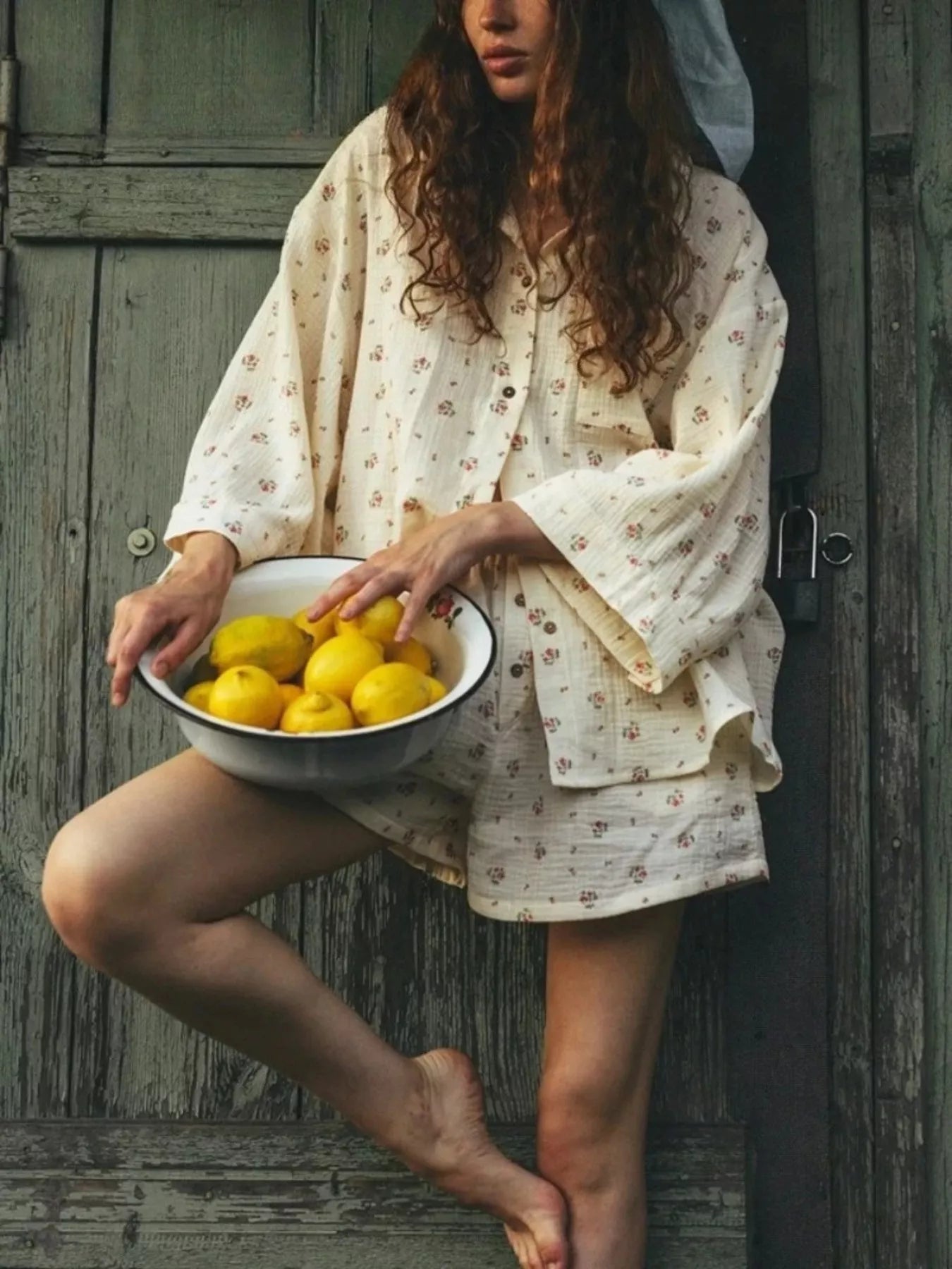 Floral Print Button Up Top and Shorts Set Secondary image
