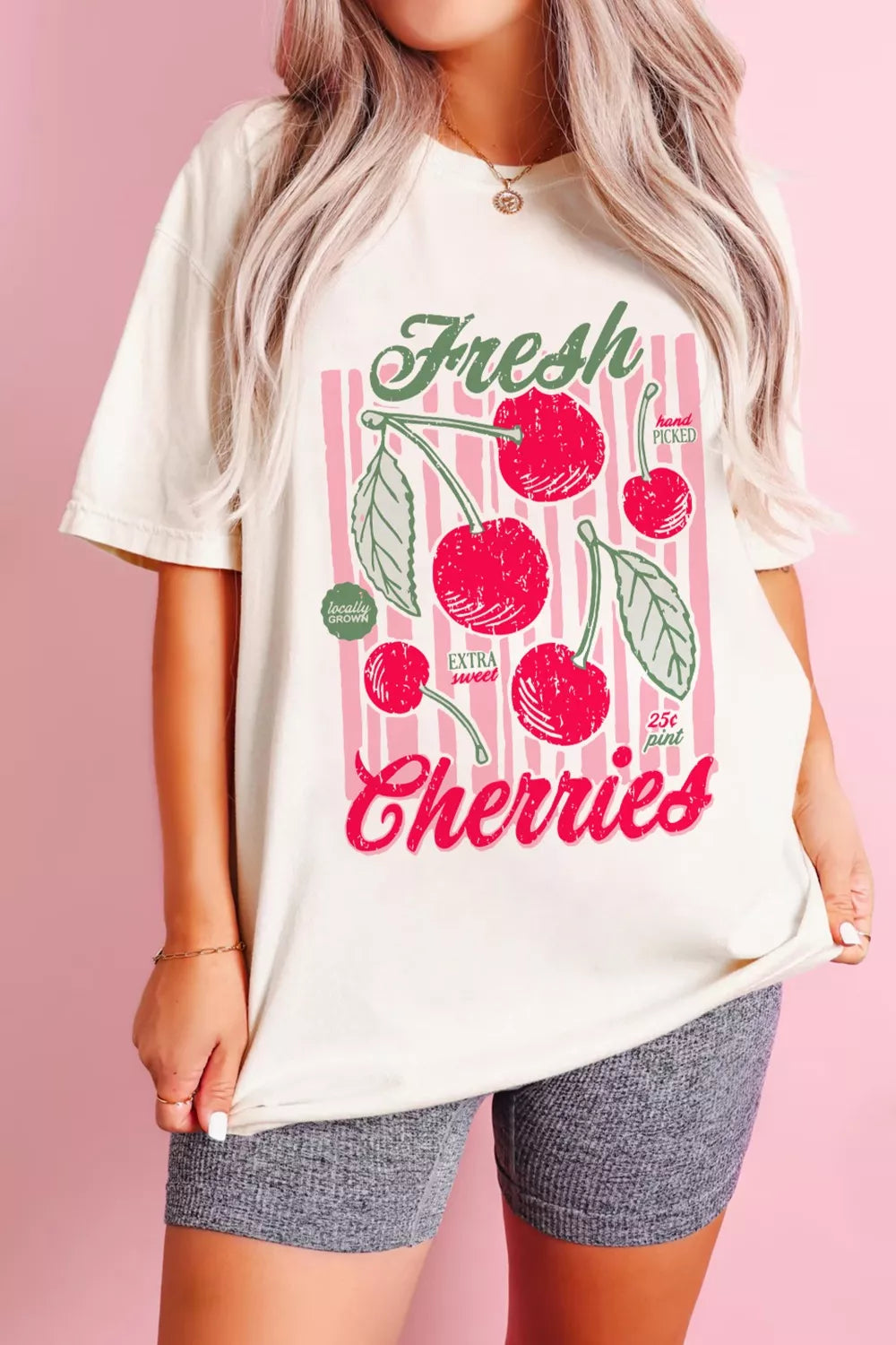 Fresh Cherries Graphic Oversized T-Shirt Secondary image