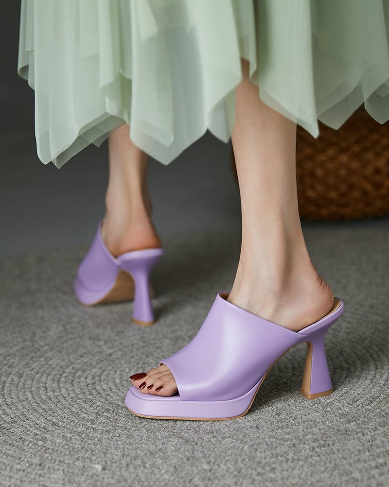 Open Toe Platform Chunky Heel Slides Sandals