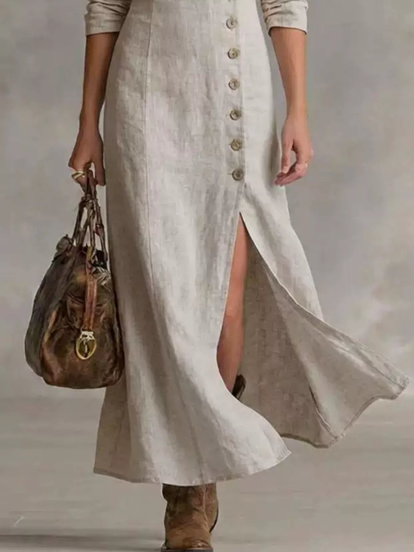 Slit Button-Down Midi Dress Secondary image