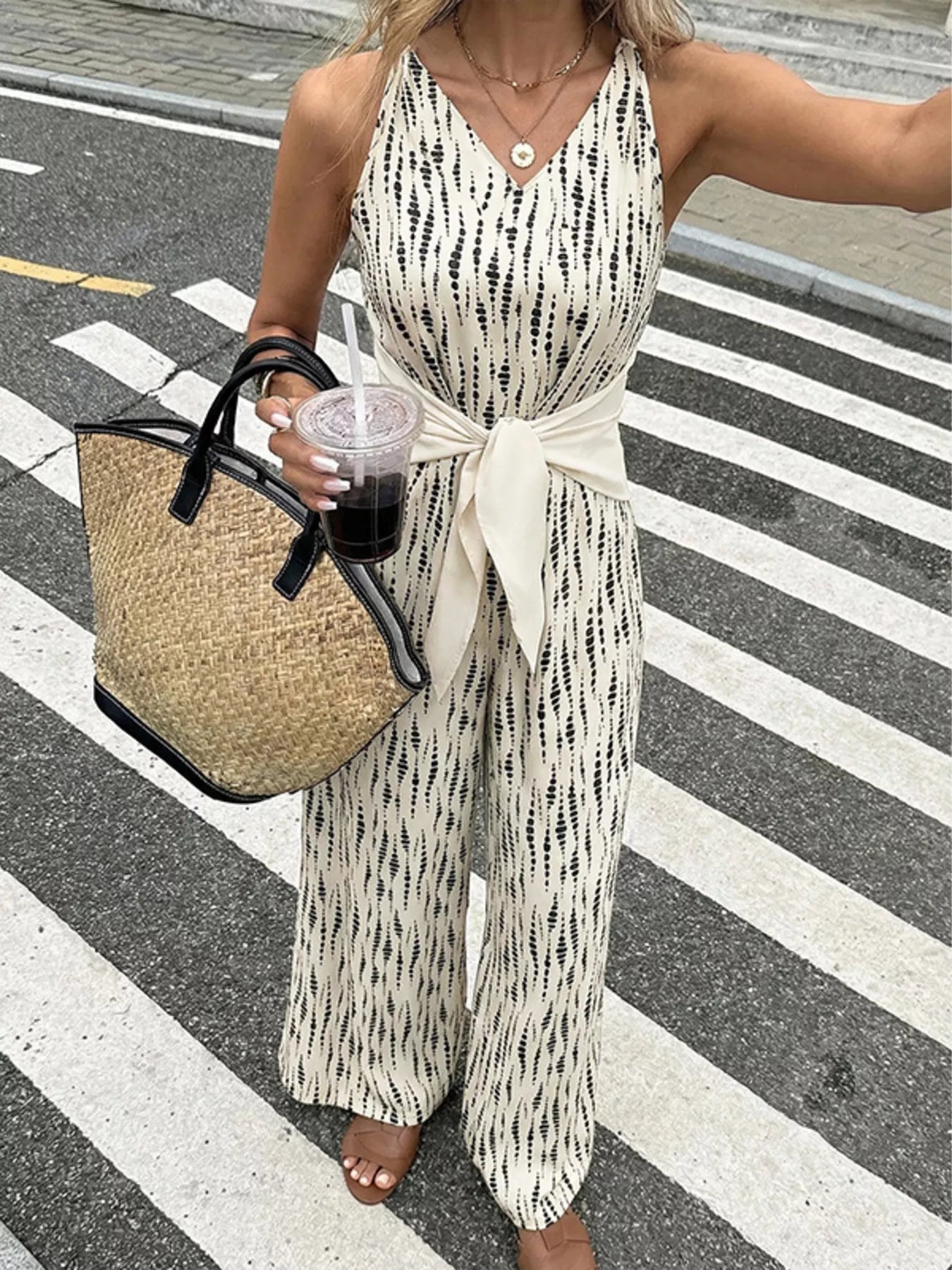 Printed Wide Leg Jumpsuit Secondary image
