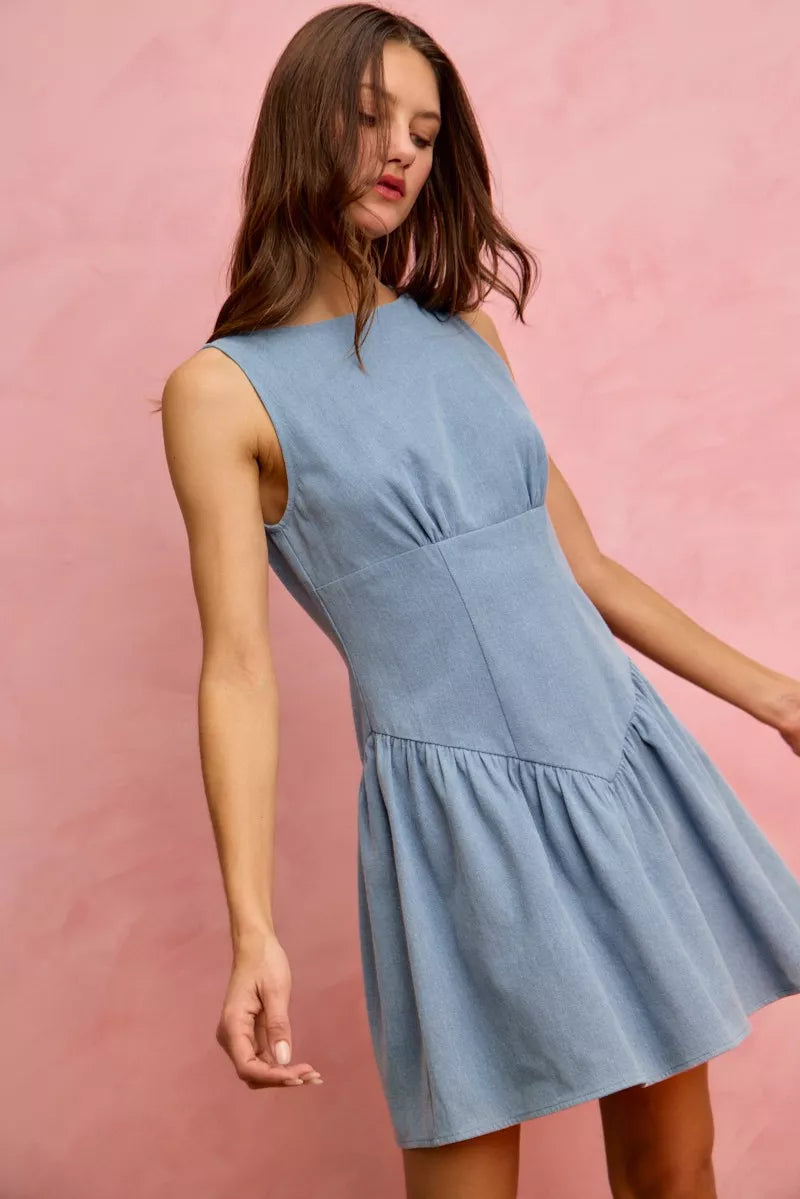 SO ME Fit And Flare Sleeveless Denim Mini Dress Secondary image