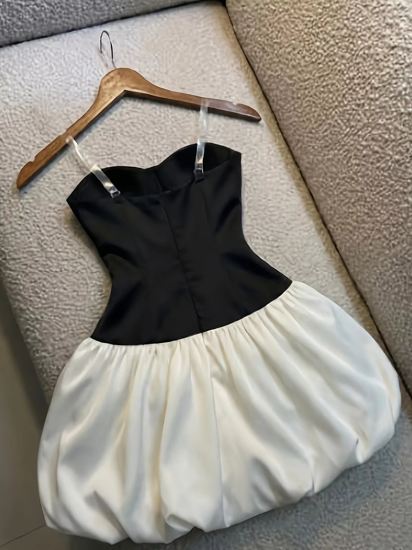 Two-Tone Strapless Bubble Hem Mini Dress Secondary image