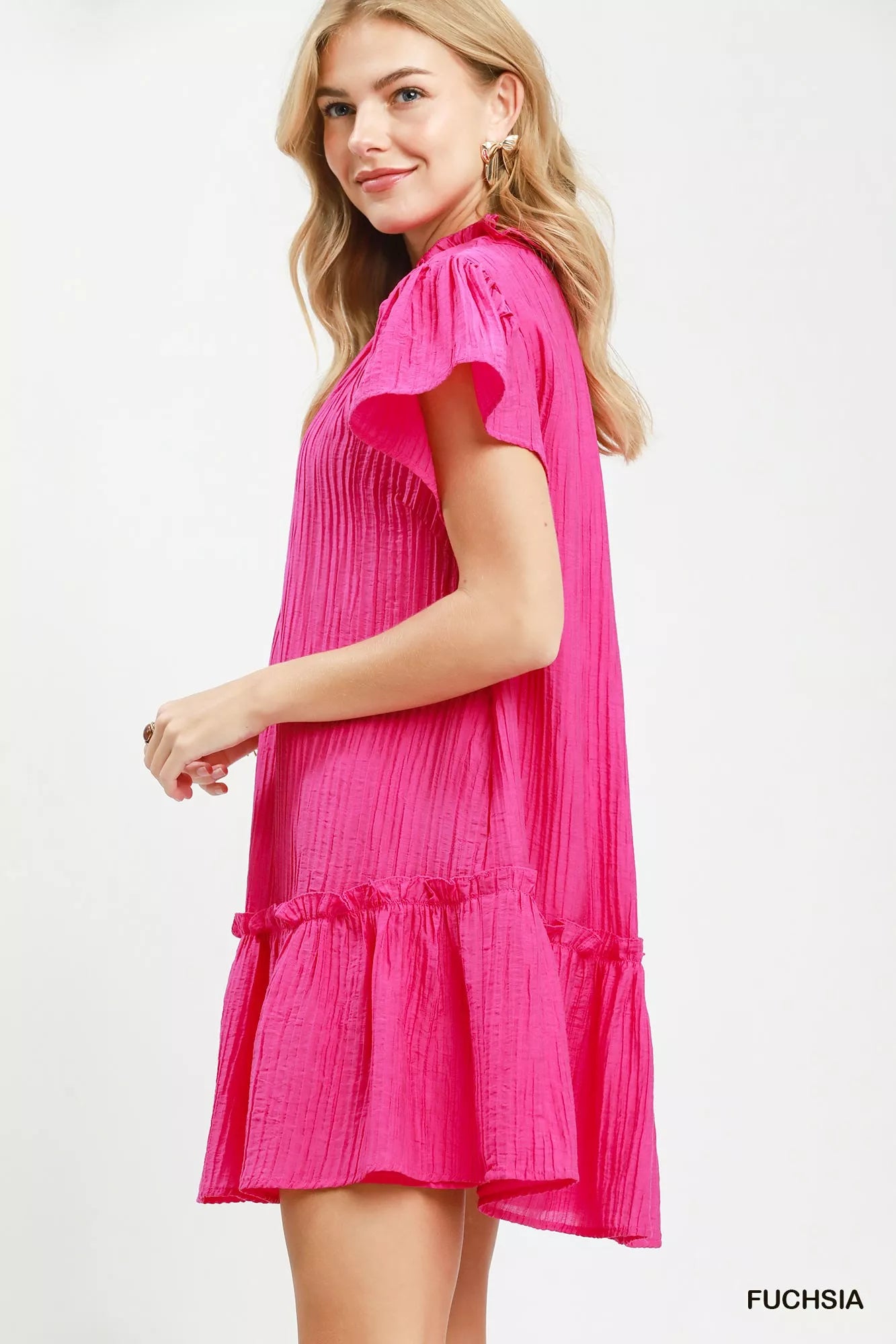 Umgee Textured Ruffle Hem Mini Dress Secondary image