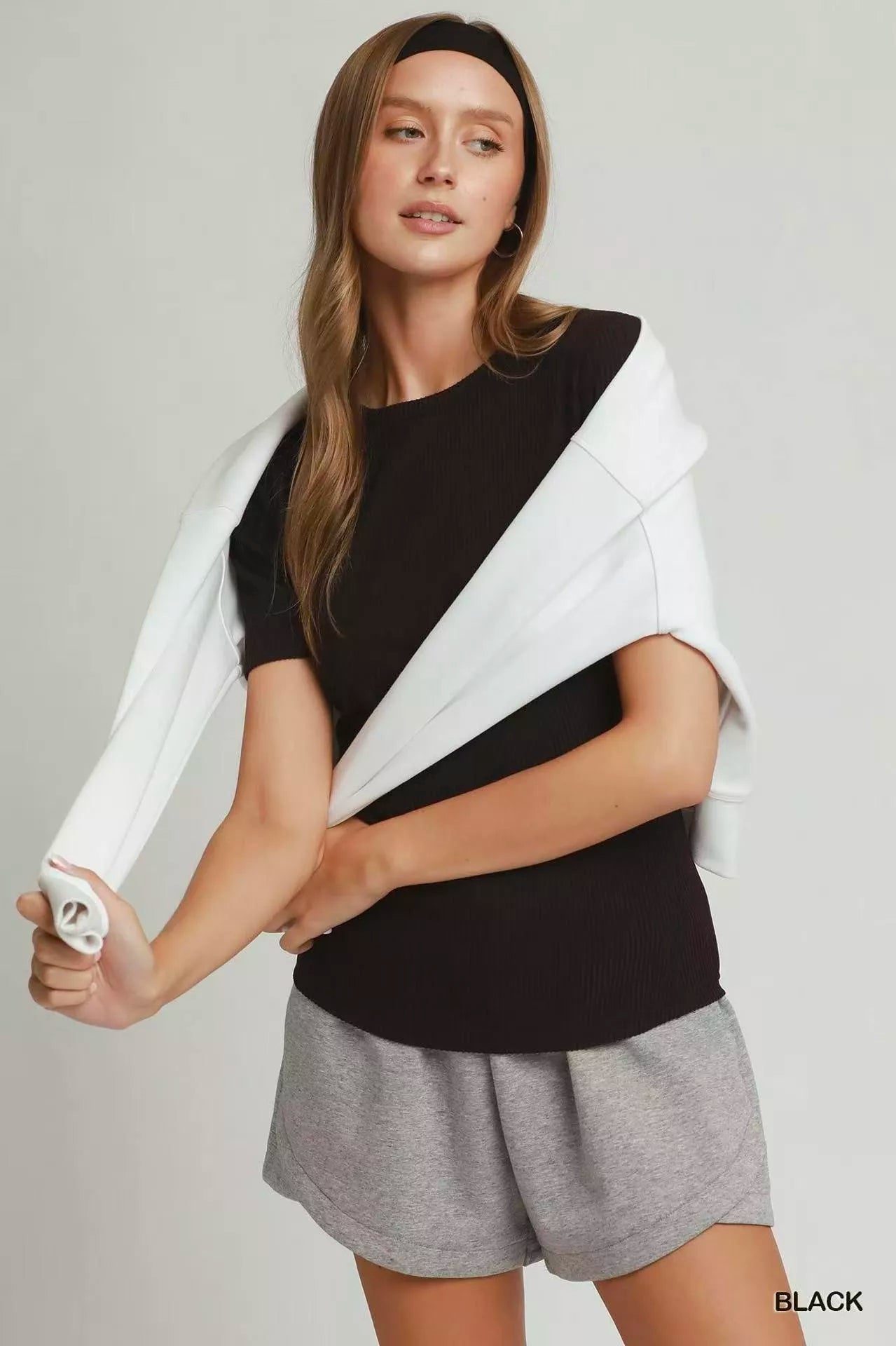 Umgee Brushed Rib Short Sleeve Top Secondary image