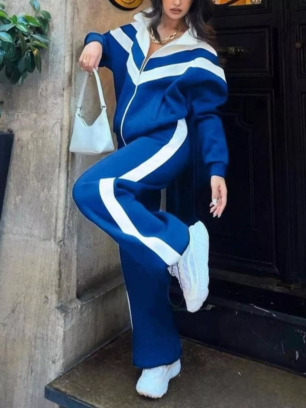 Color Block Zip-Up Outerwear and Pants Set - photo 5