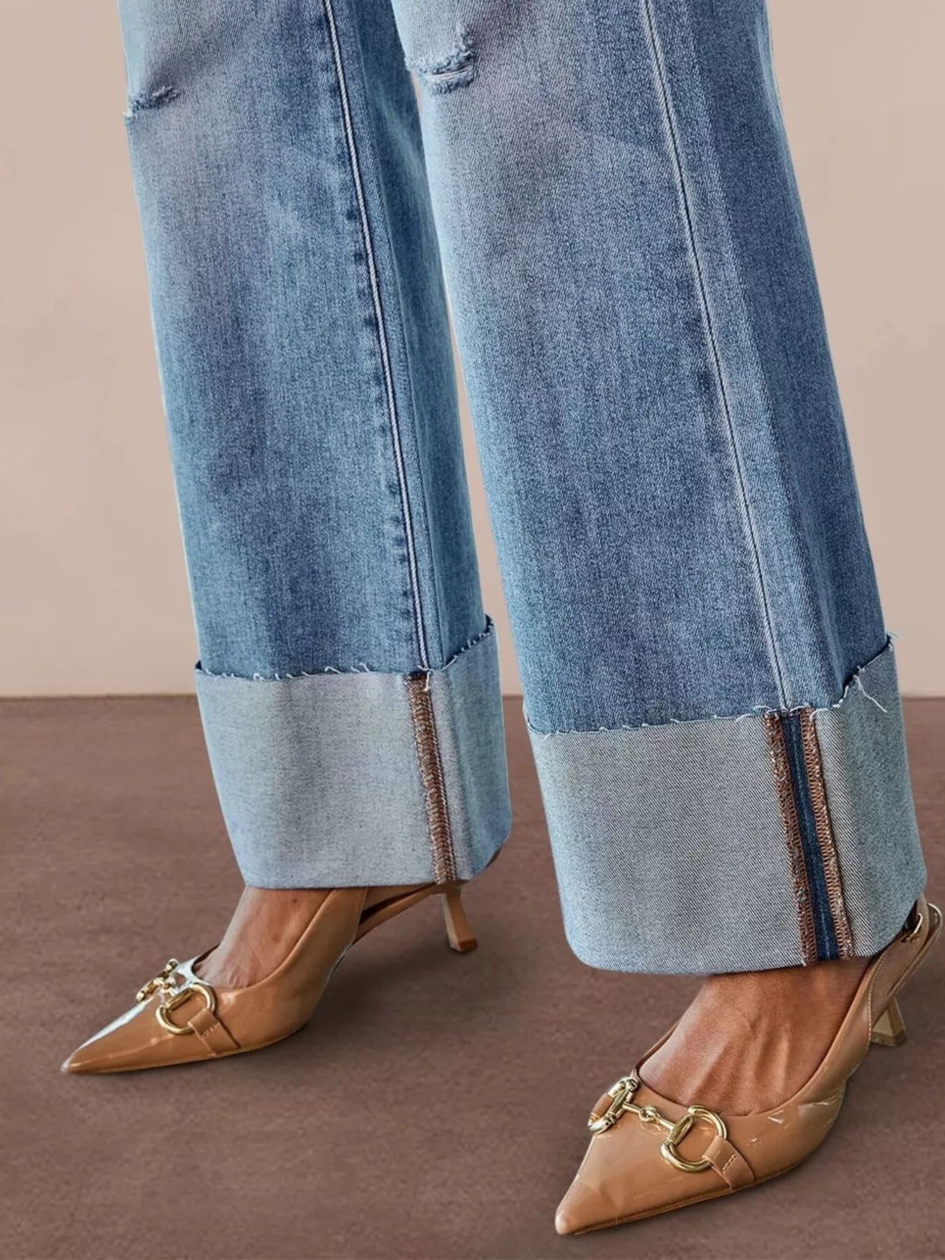 Distressed High-Waisted Flare Jeans Secondary image
