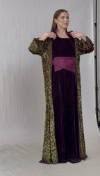 Royal Velvet Long Cardigan with Brocade Details – Luxury Evening Layer