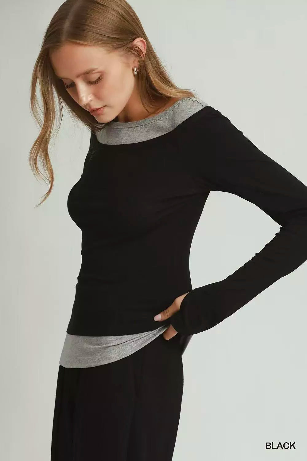Umgee Layered Twofer Long Sleeve Top Secondary image