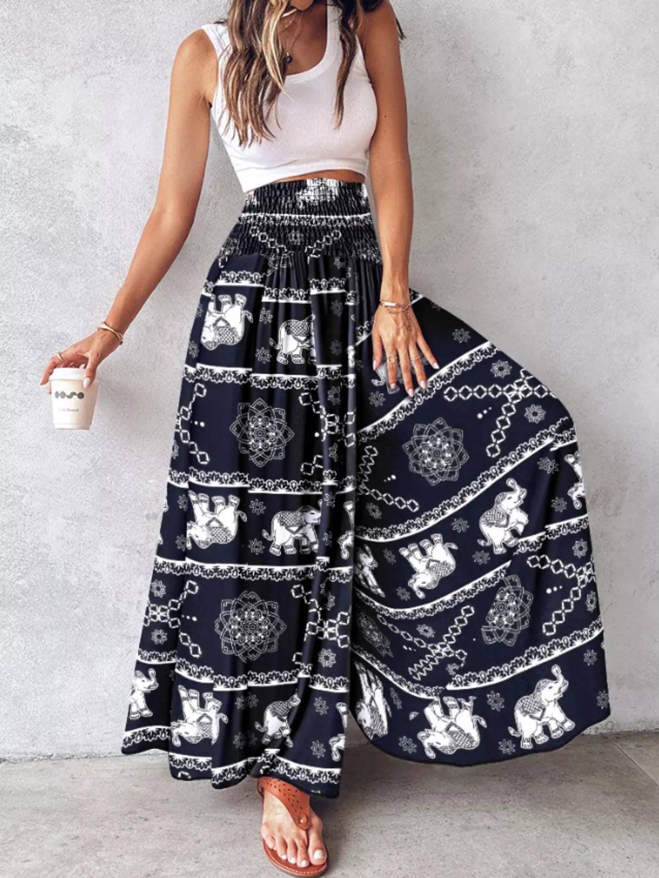 Printed Wide-Leg Pants Secondary image