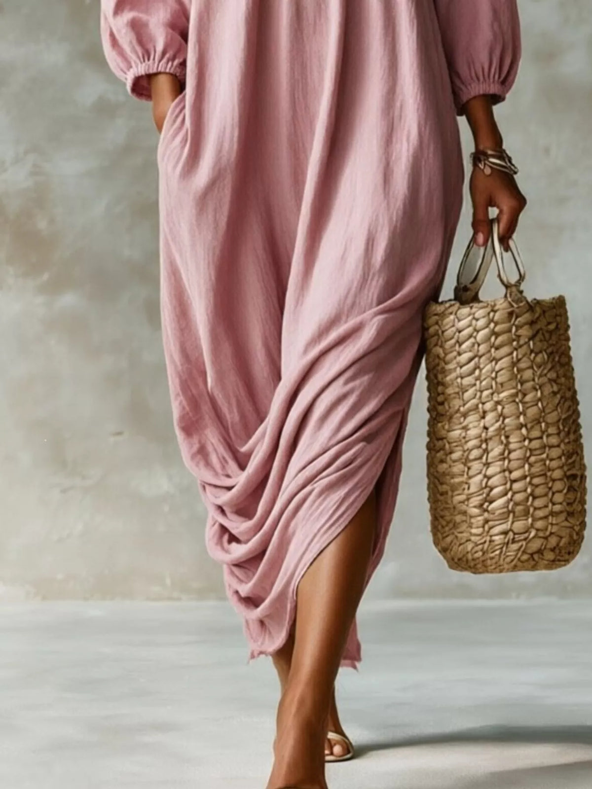 Ruffled Boat Neck Ruched Midi Dress - photo 3