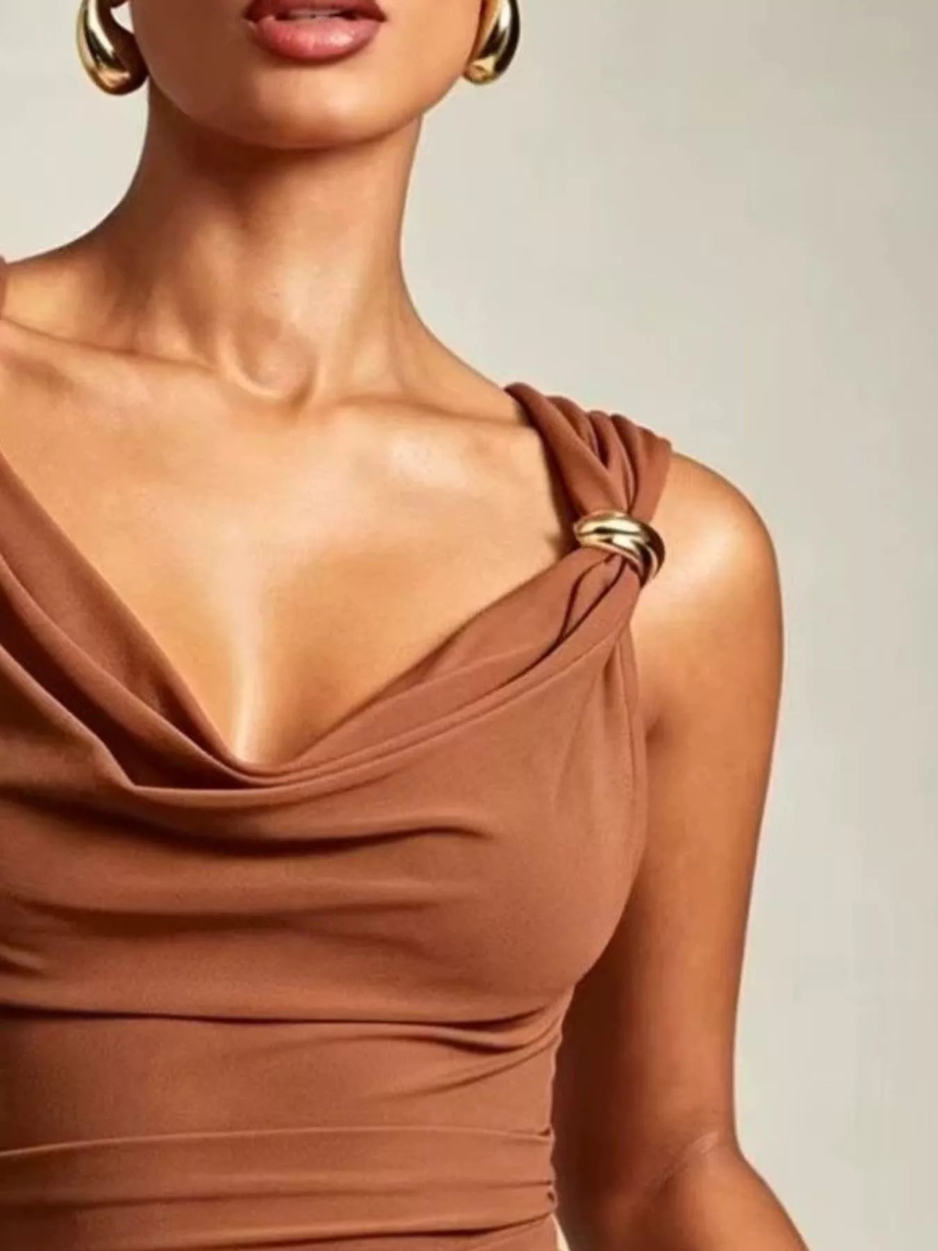 Cowl Neck Tank with Metal Ring Accents Secondary image