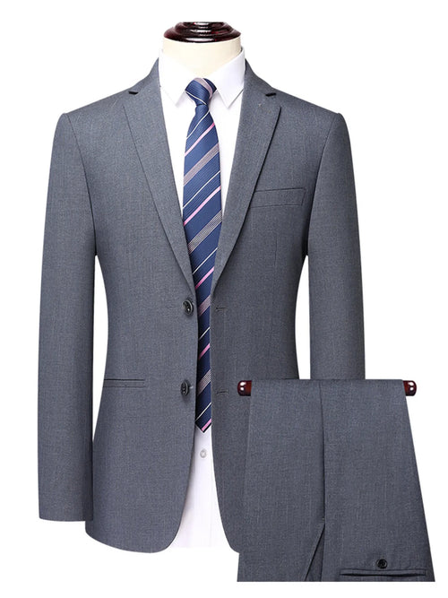 Men's Lapel Collar Long Sleeve Two-Piece Suit – Dark Gray
