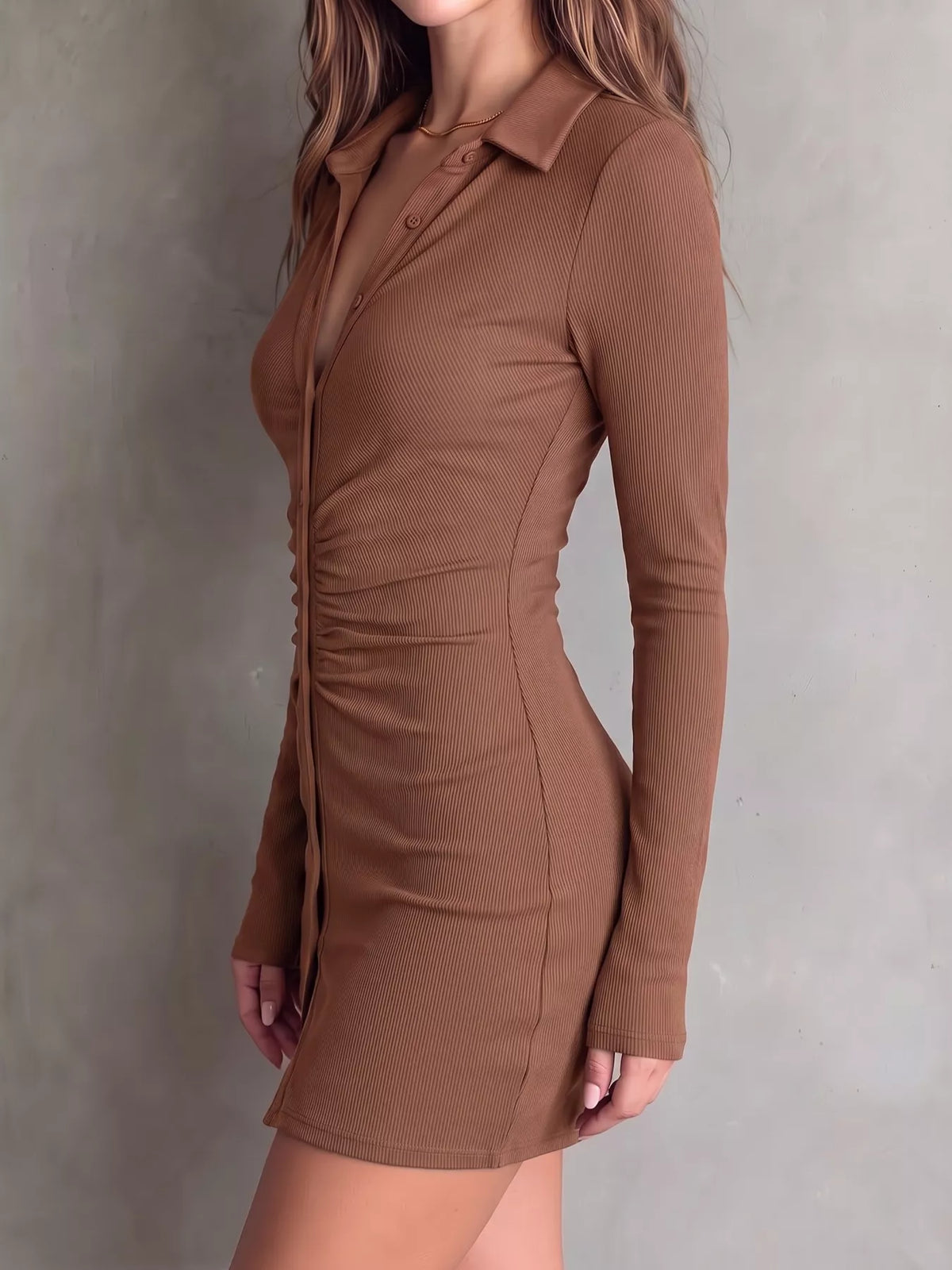 Button-Down Bodycon Mini Dress - photo 16