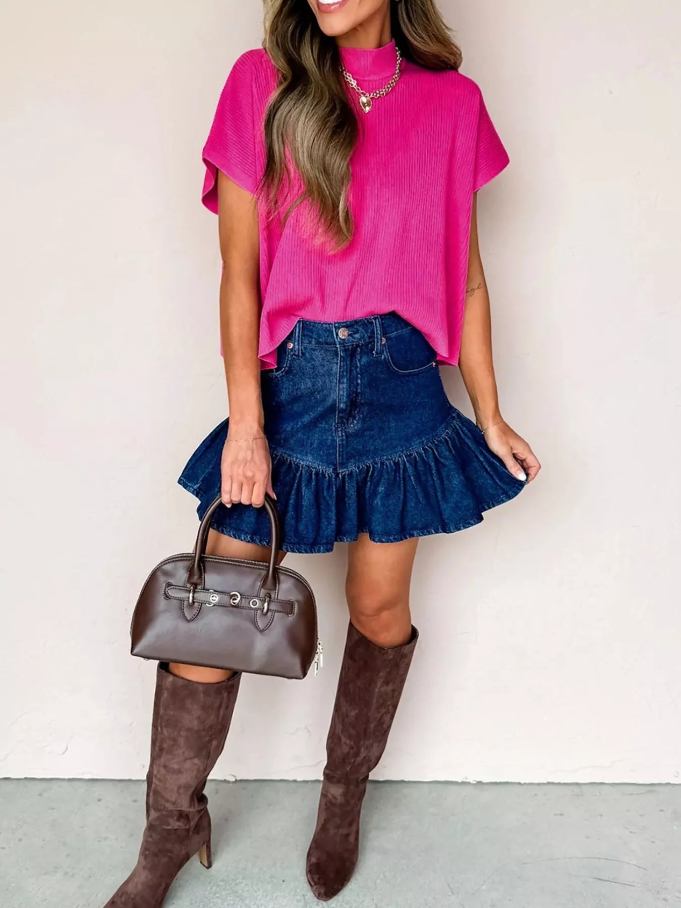 Mock Neck Short Sleeve Sweater Secondary image