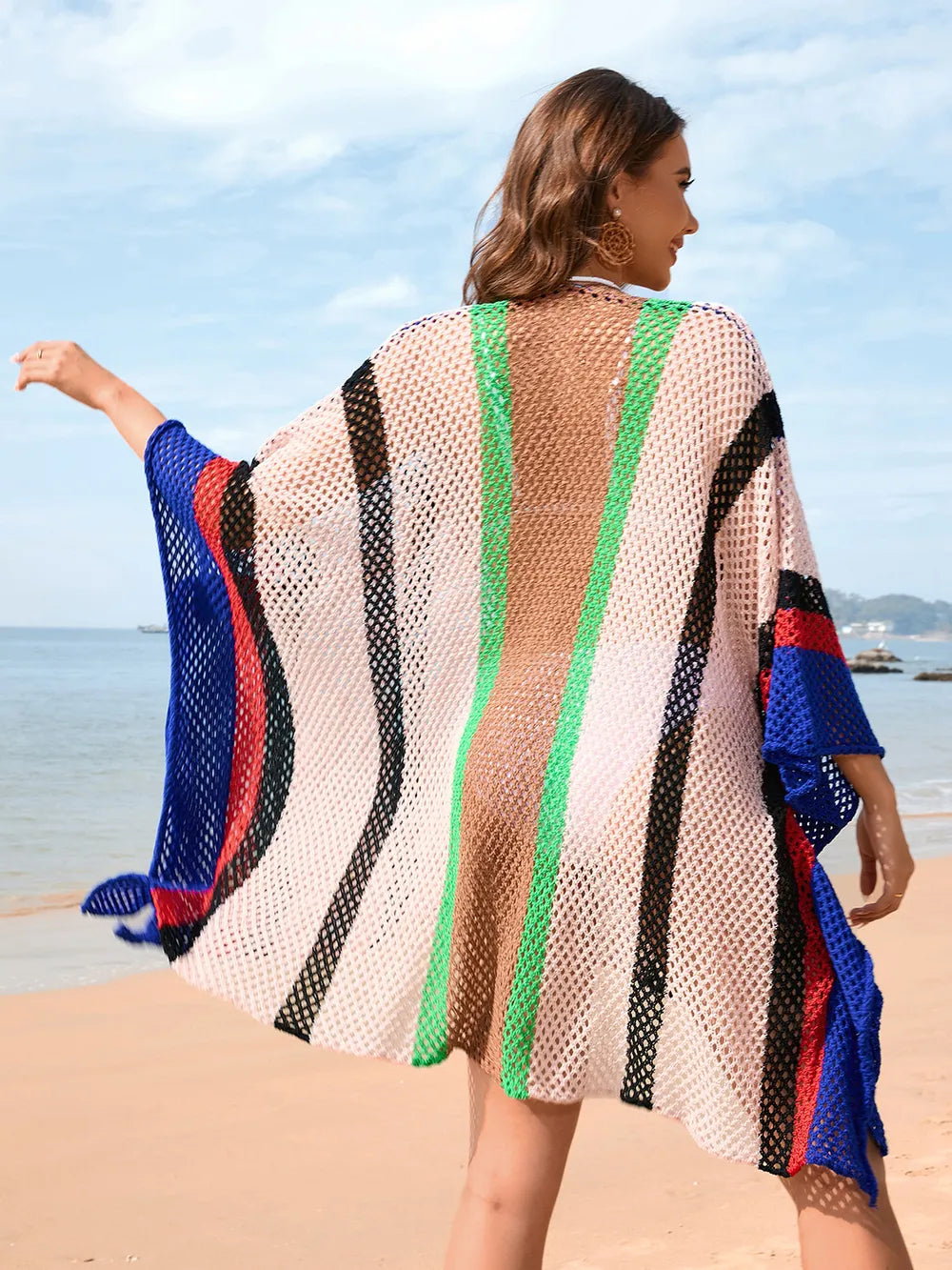Openwork Color Block Plunge Cover-Up Secondary image