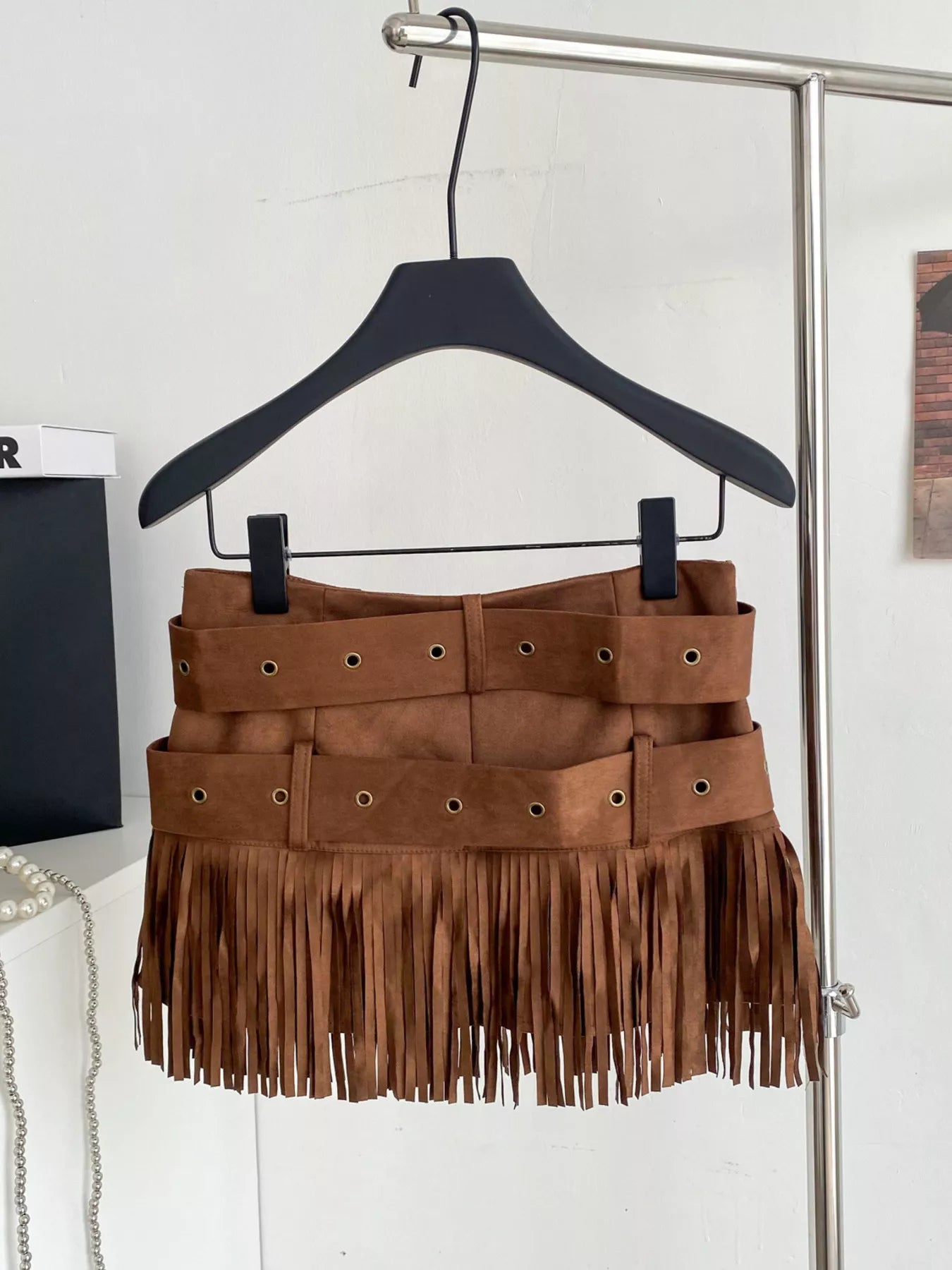 Fringe Belted Mini Skirt Secondary image