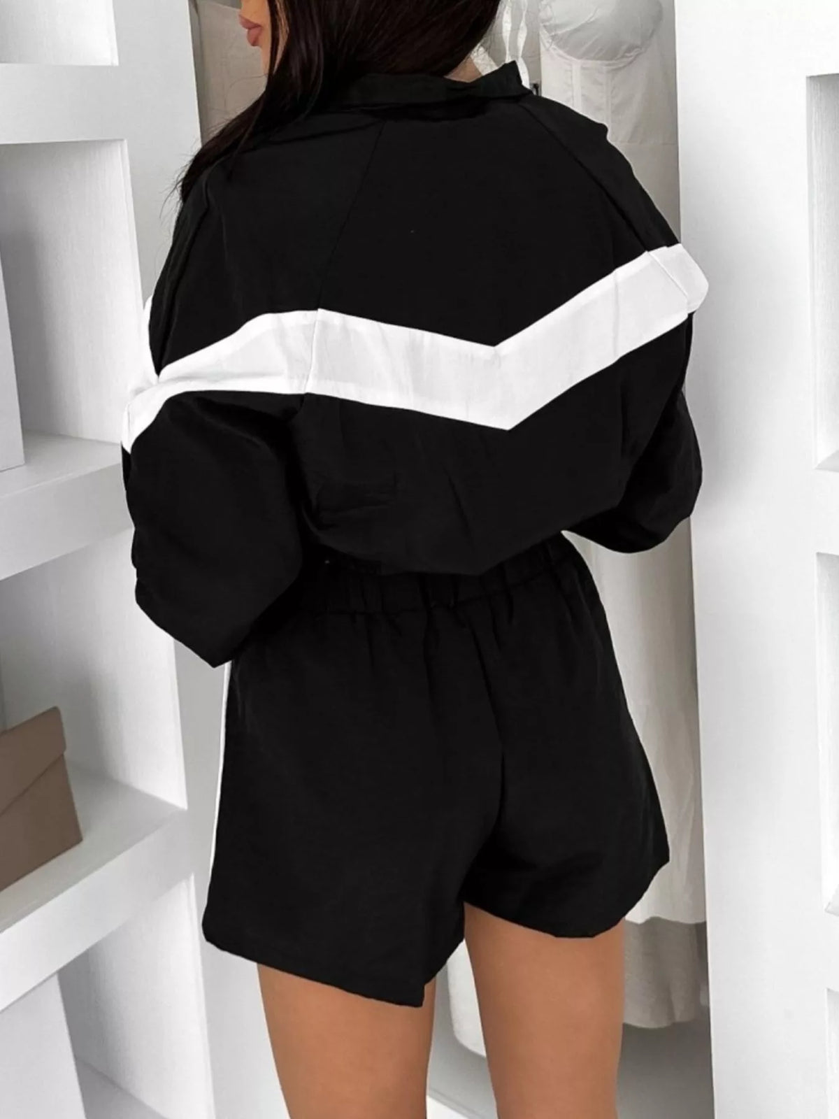 Color Block Zip-Up Jacket and Shorts Two-Piece Set - photo 5