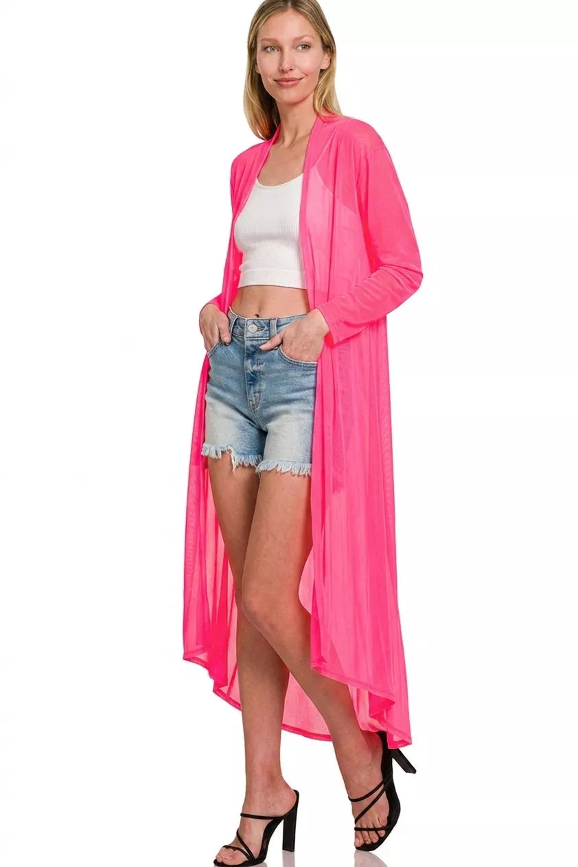 Zenana Mesh Open Front Cardigan Secondary image