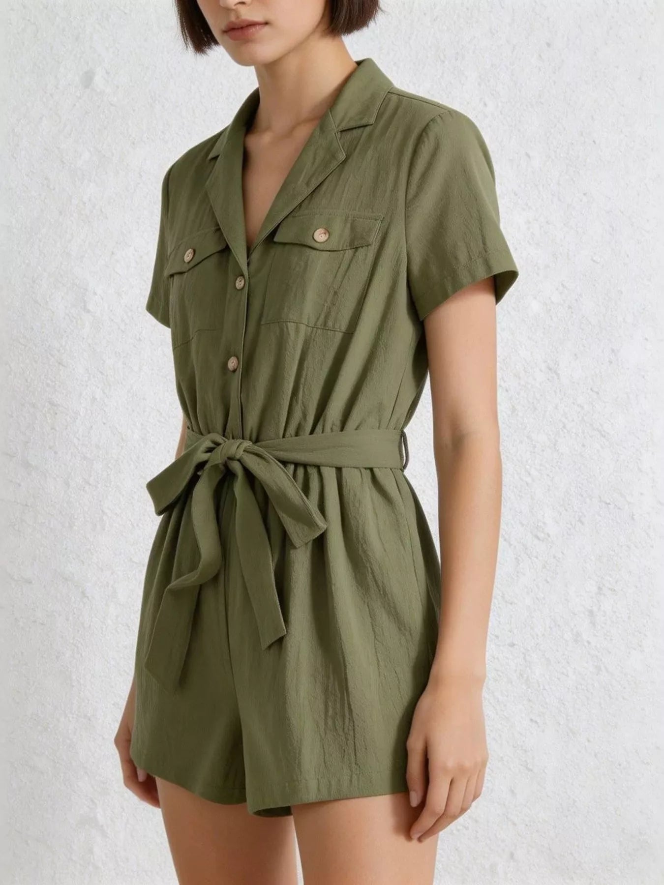 Tie Waist Short Sleeve Romper Secondary image