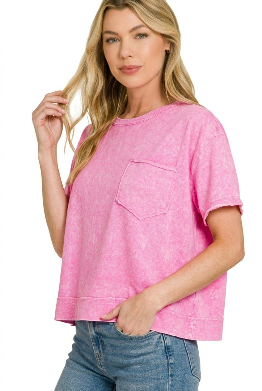 Zenana Halo Washed Oversized Top Secondary image