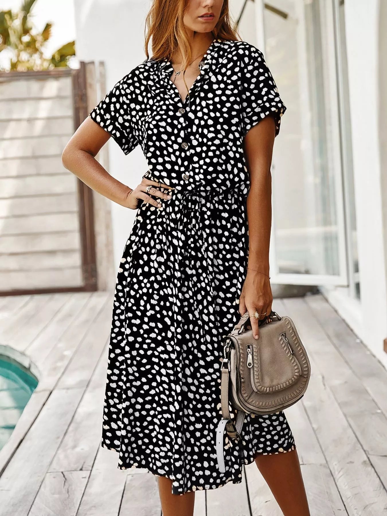 Animal Print Short Sleeve Dress Secondary image